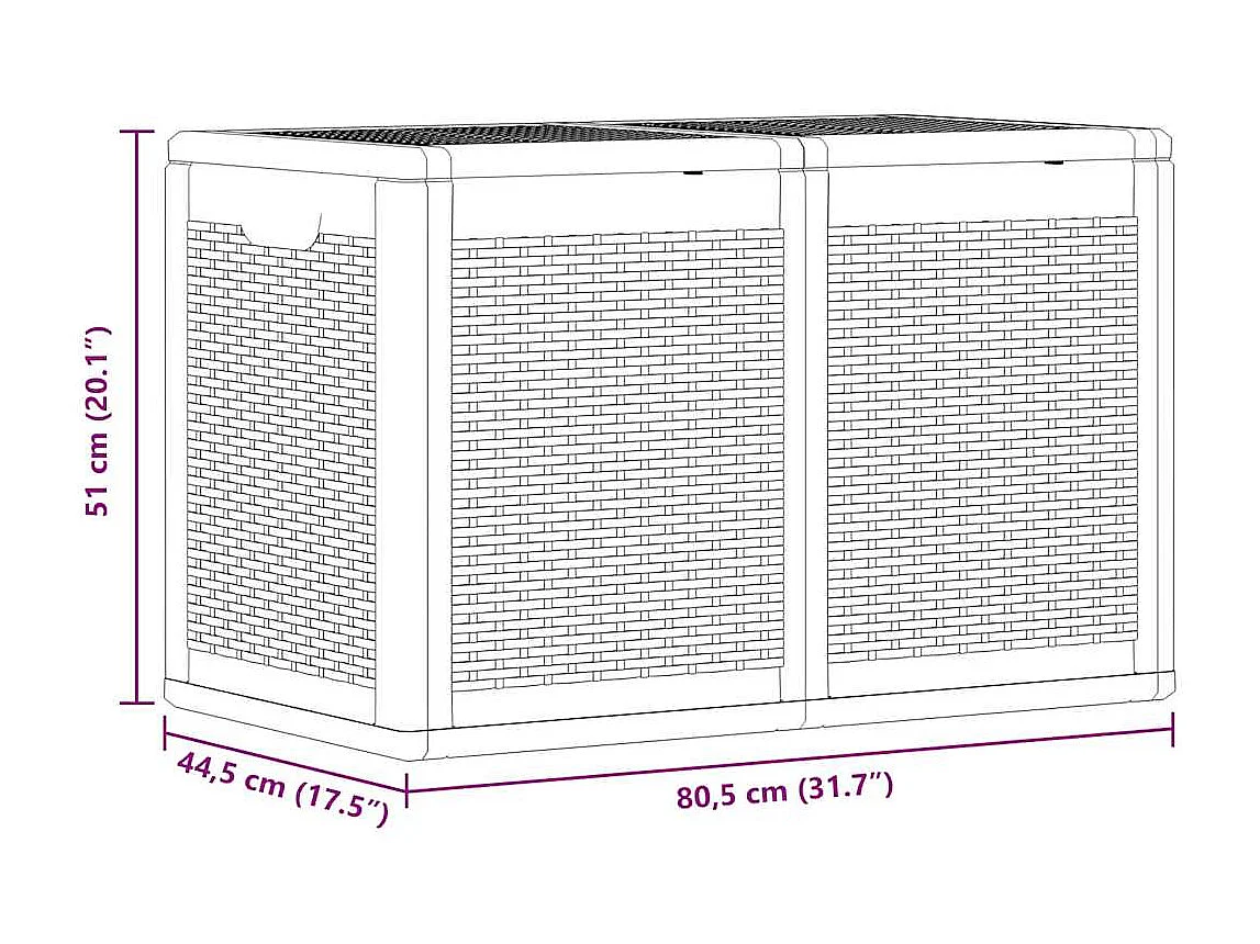 Drumkeeran  Boîte de rangement de jardin 180 L Noir PP Rotin