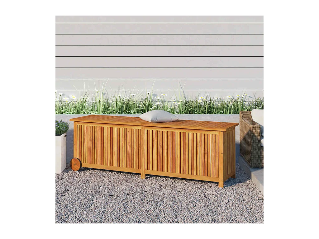 Rautavaara  Boîte de rangement de jardin avec roues 150x50x58cm bois acacia