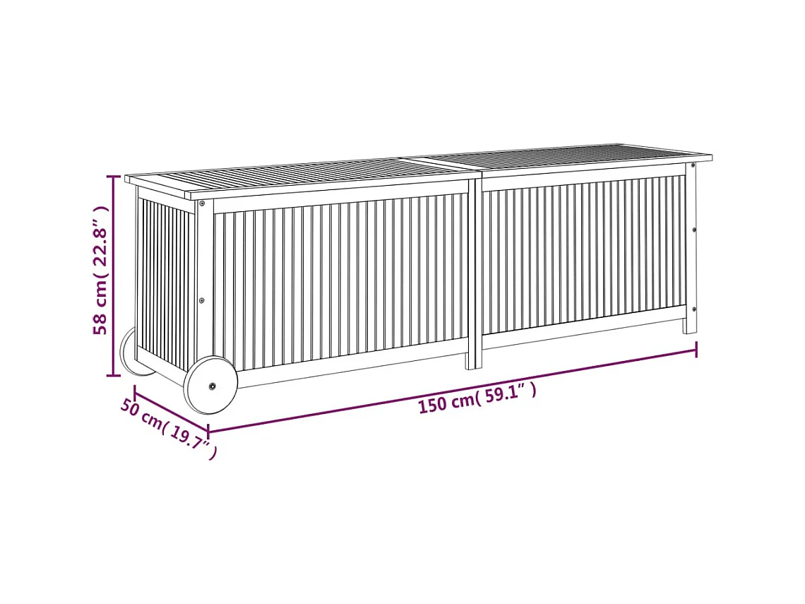 Rautavaara  Boîte de rangement de jardin avec roues 150x50x58cm bois acacia