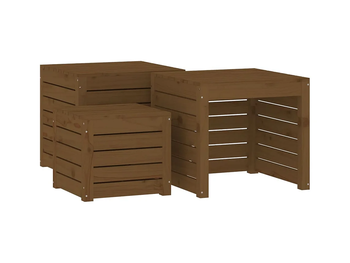 Violeta  Set cajas de jardín 3 pzas madera maciza pino gris marrón miel