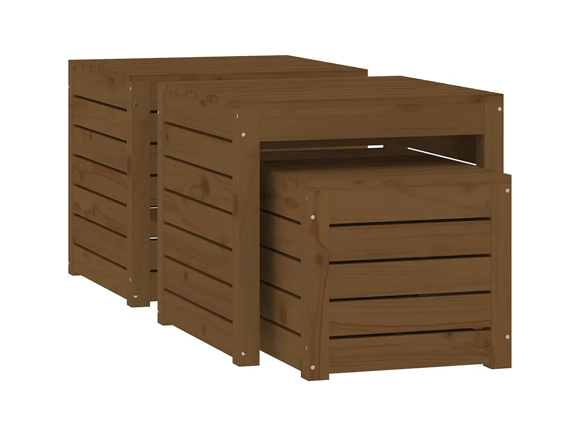 Violeta  Set cajas de jardín 3 pzas madera maciza pino gris marrón miel