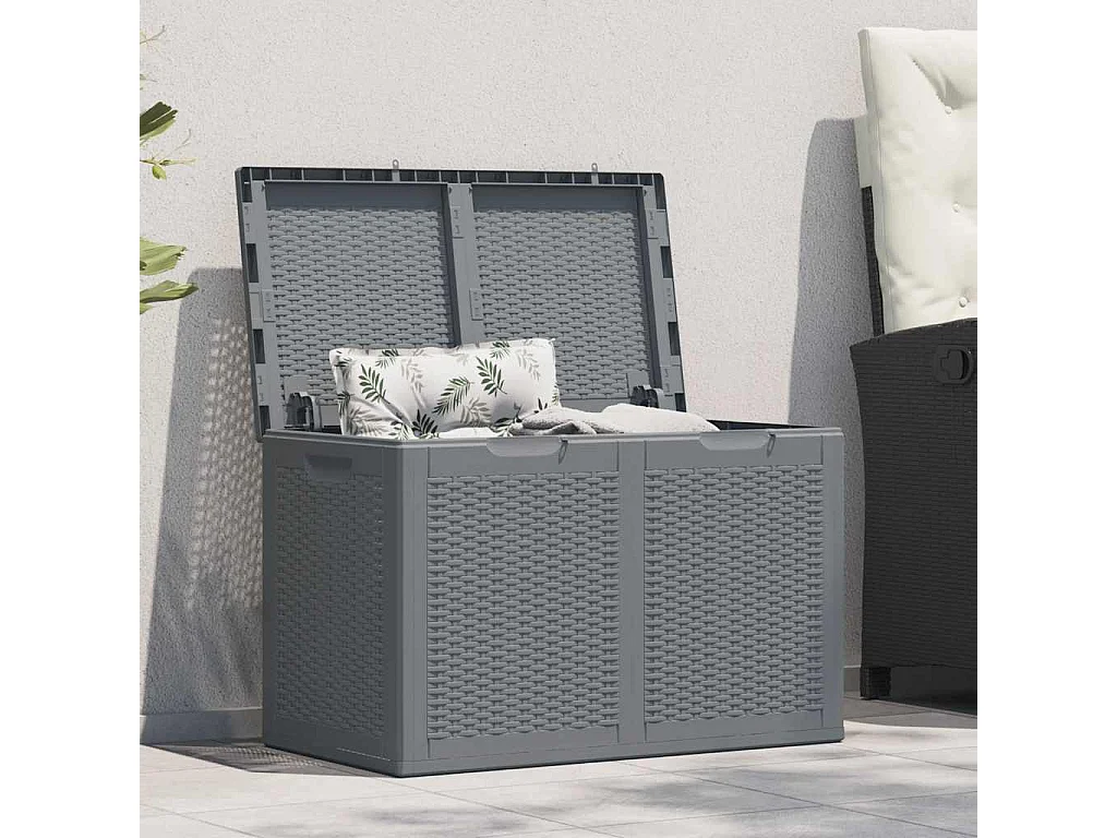 Drumkeeran  Boîte de rangement de jardin gris PP rotin 180 L