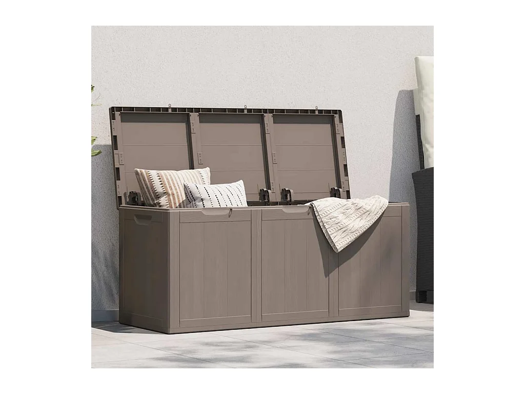 Drumkeeran  Boîte de rangement de jardin 270 L Marron PP aspect bois