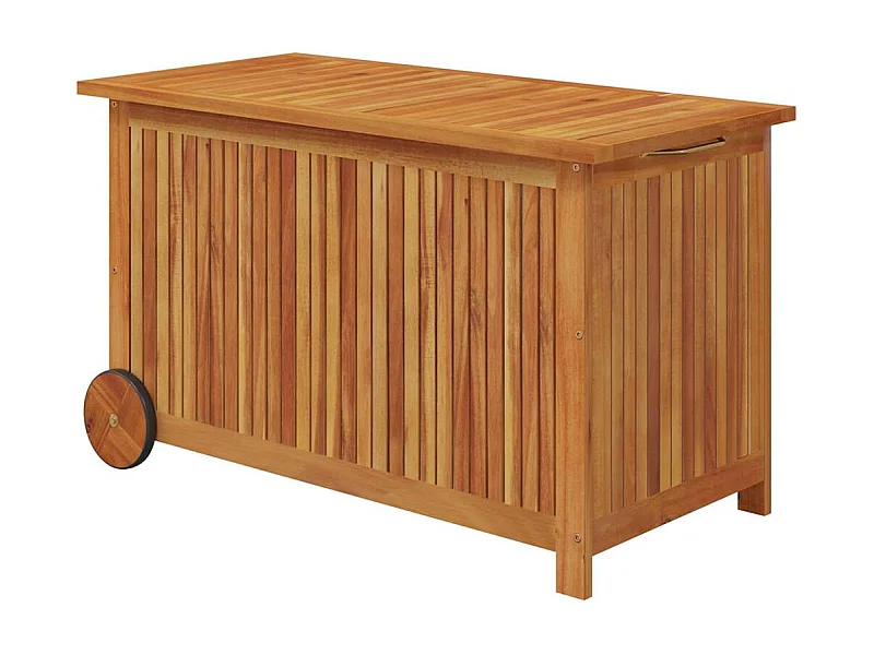 Rautavaara  Caja de almacenaje de jardín ruedas acacia maciza 90x50x58 cm