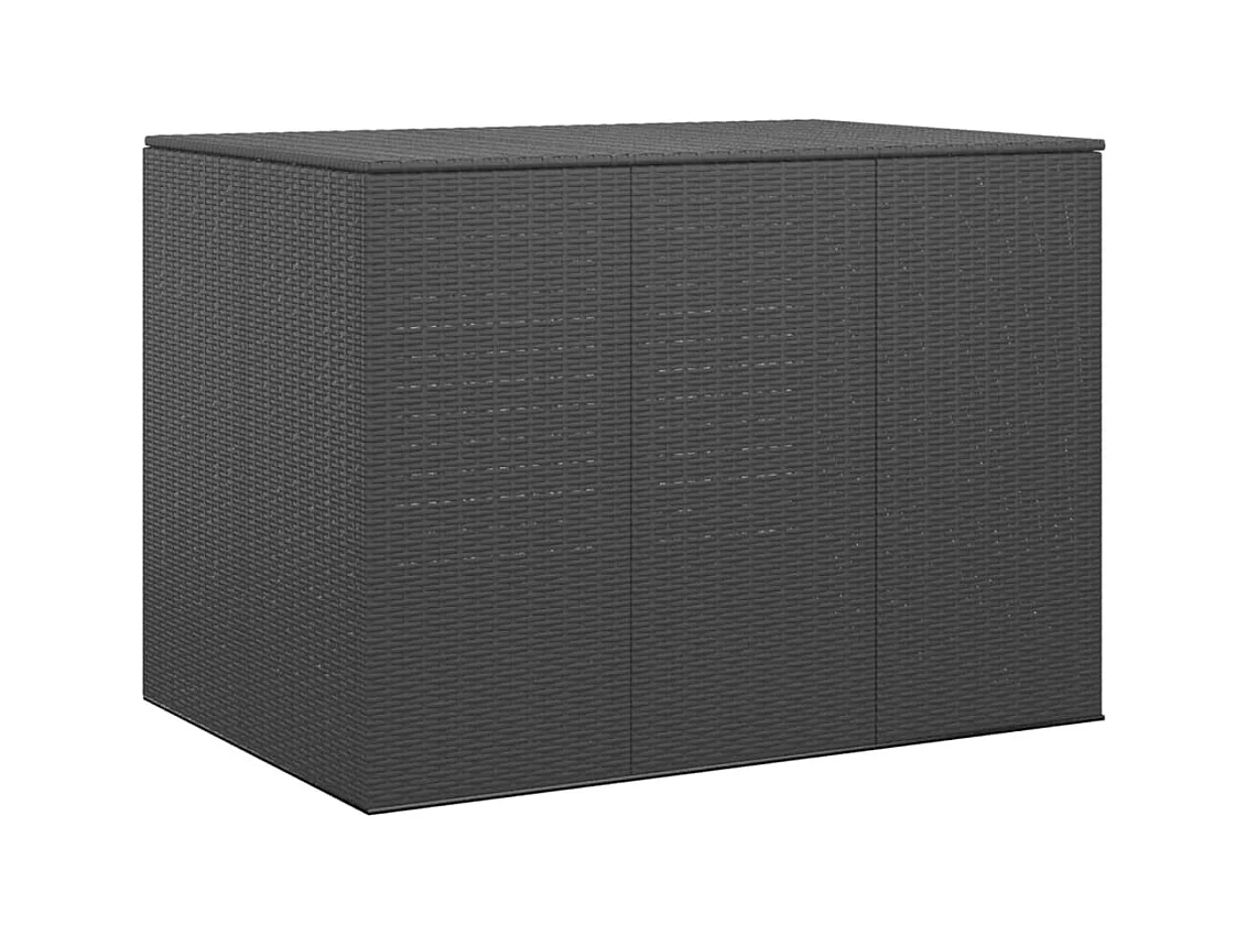 Evans  Baúl para cojines de jardín ratán PE negro 145x100x103 cm