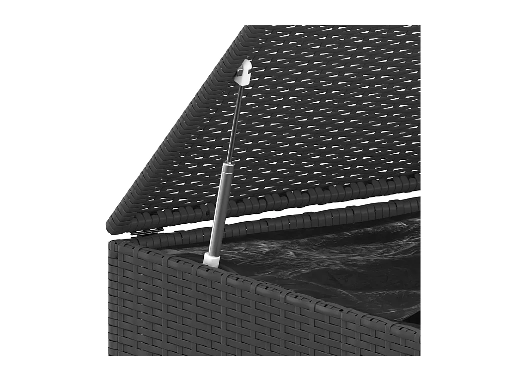 Evans  Baúl para cojines de jardín ratán PE negro 145x100x103 cm