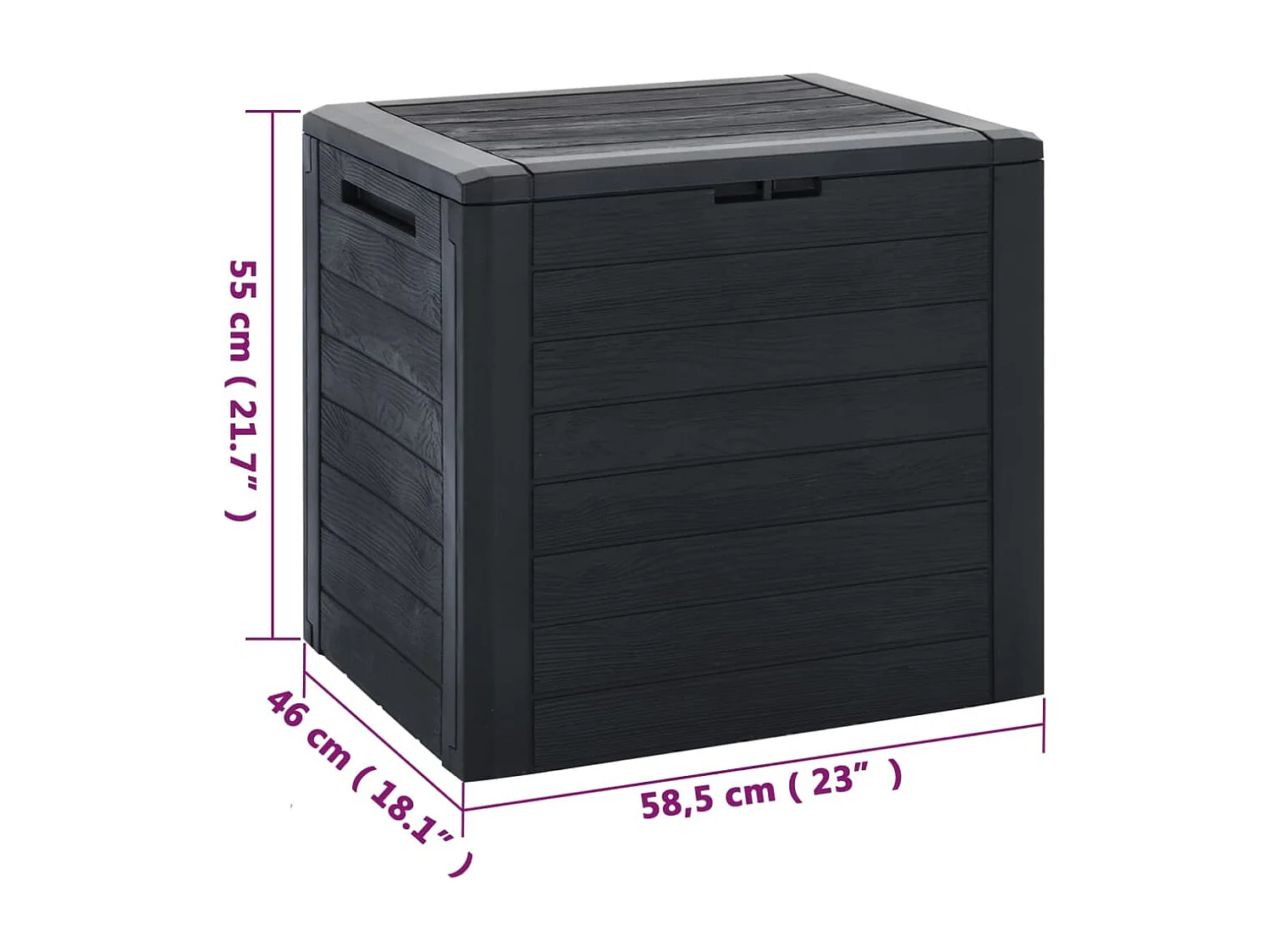 Cagnes-sur-Mer  Boîte de stockage jardin Anthracite 58,5x46x55 cm Polypropylène