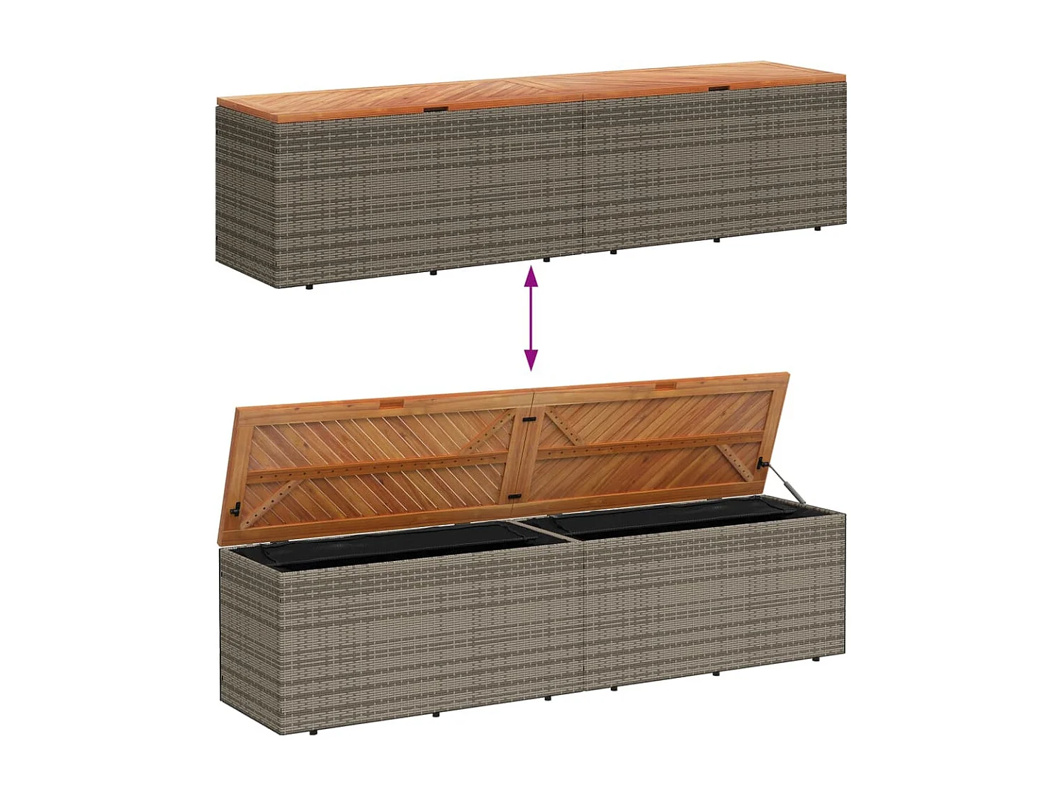 Marly  Tuinbox 220x50x54 cm poly rattan en acaciahout grijs