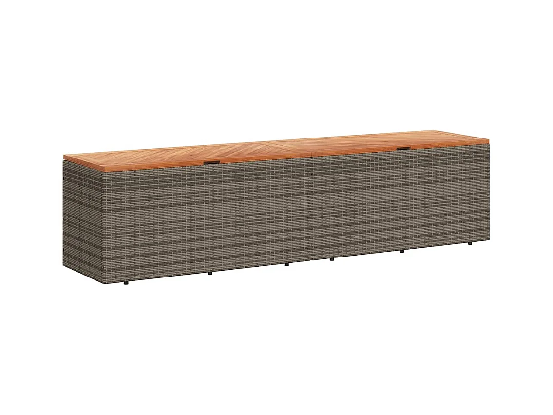 Marly  Boîte de rangement de jardin gris résine tressée bois d'acacia
