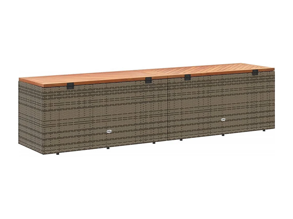 Marly  Boîte de rangement de jardin gris résine tressée bois d'acacia