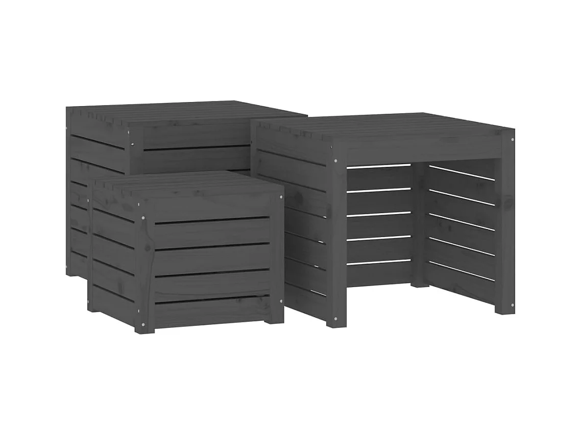 Violeta  3-delige Tuinboxset massief grenenhout grijs