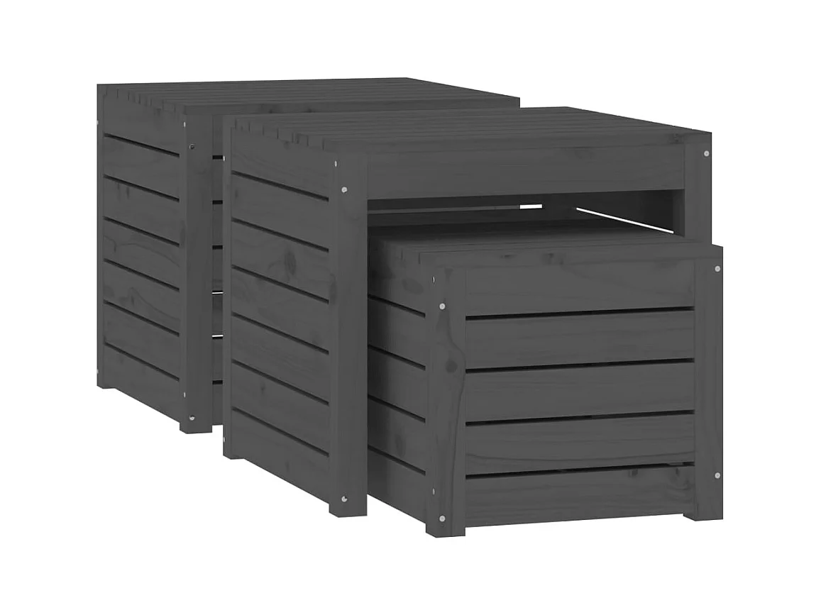 Violeta  3-delige Tuinboxset massief grenenhout grijs