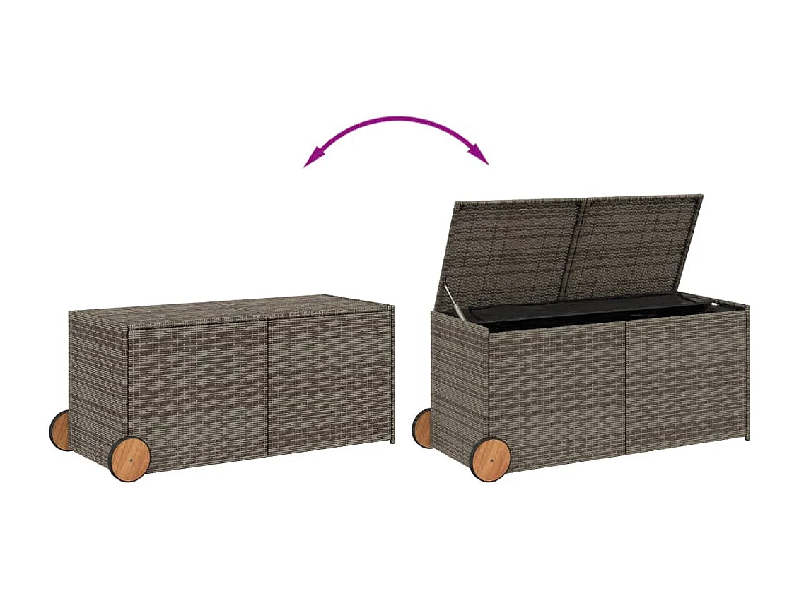 Dorian  Boîte de rangement de jardin et roues gris 283L résine tressée