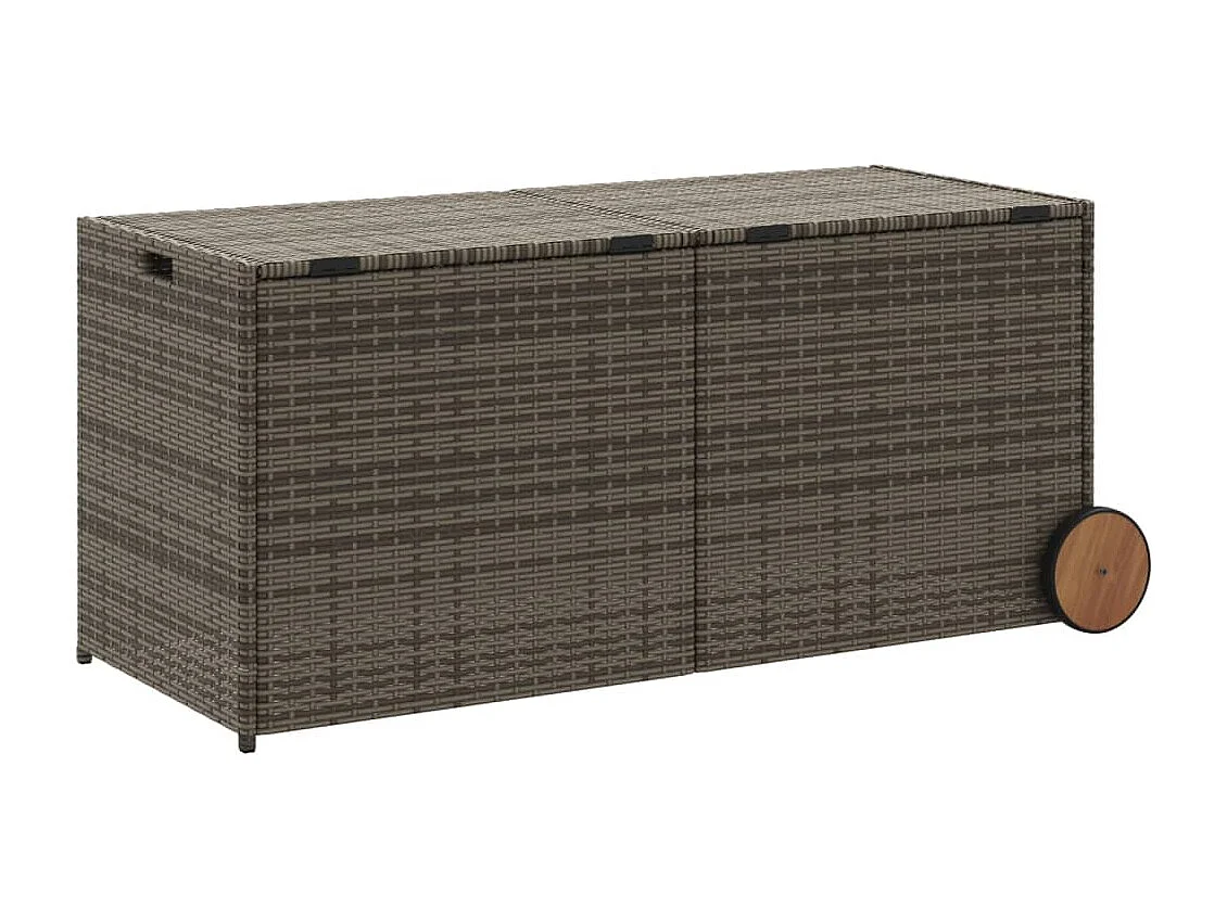 Dorian  Boîte de rangement de jardin et roues gris 283L résine tressée