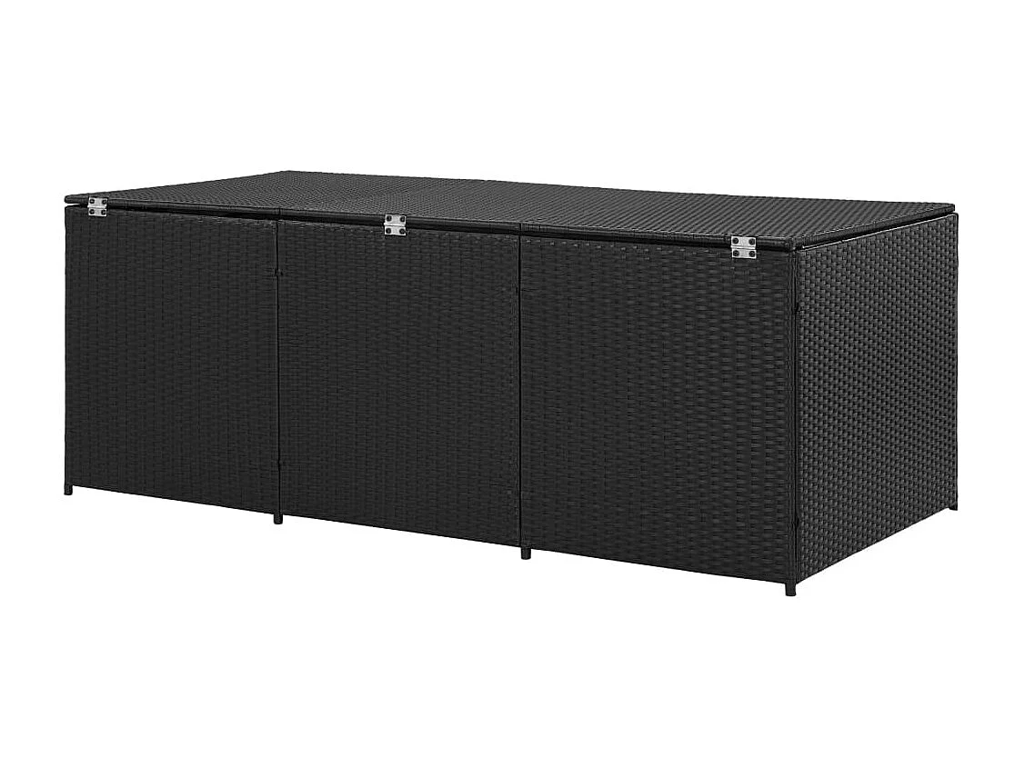 Dorian  Caja de almacenaje de jardín ratán sintético negro 180x90x70 cm