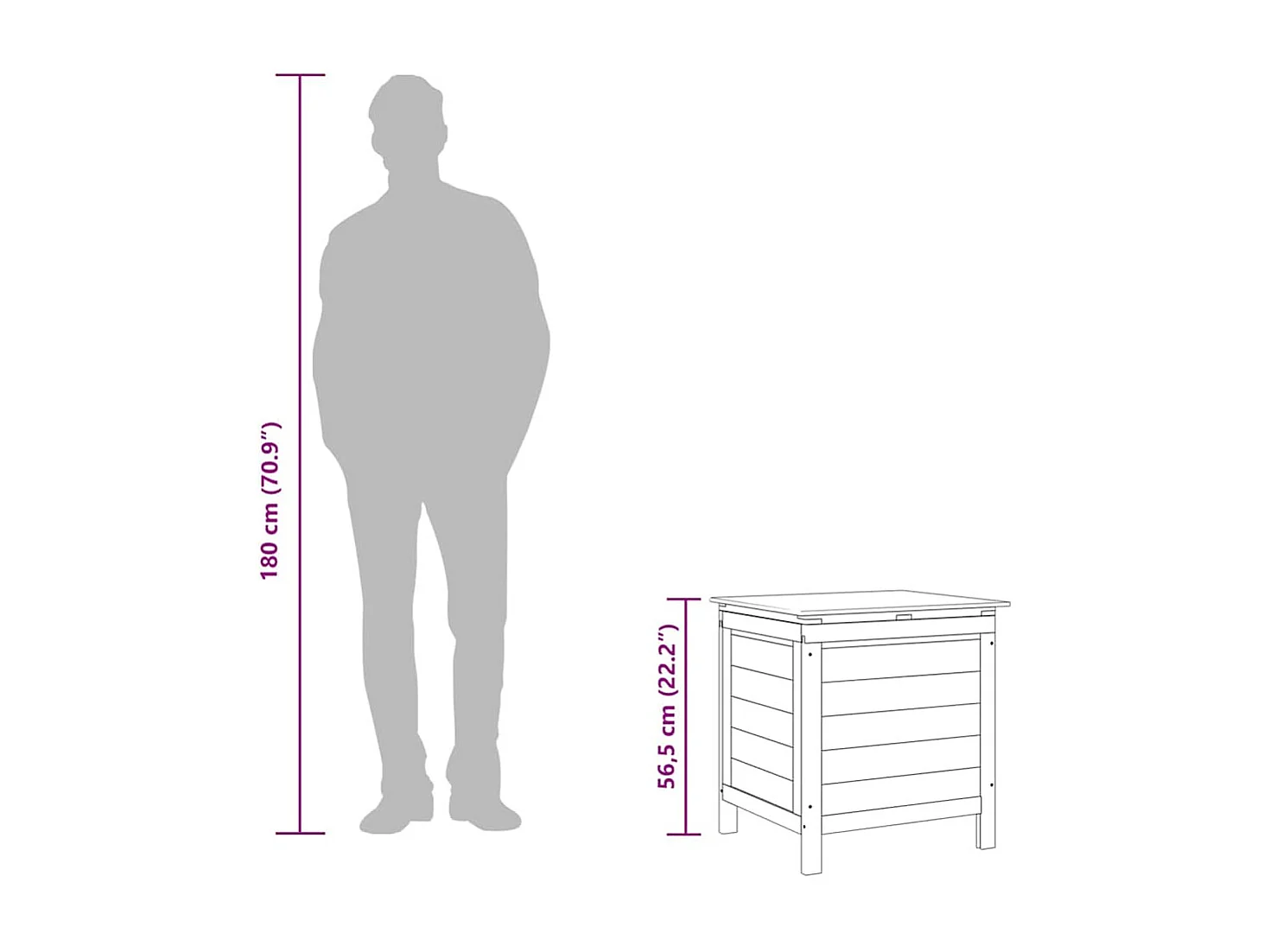 Reinald  Boîte de rangement de jardin anthracite bois massif de sapin
