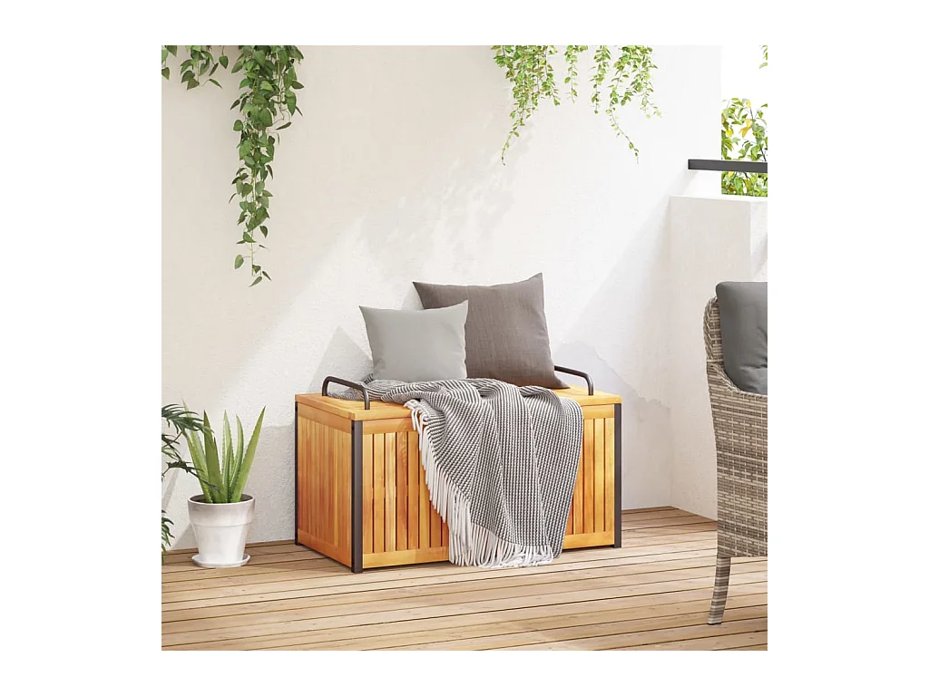 Volrik  Kussenbox 85x45x45/53 cm massief acaciahout en staal