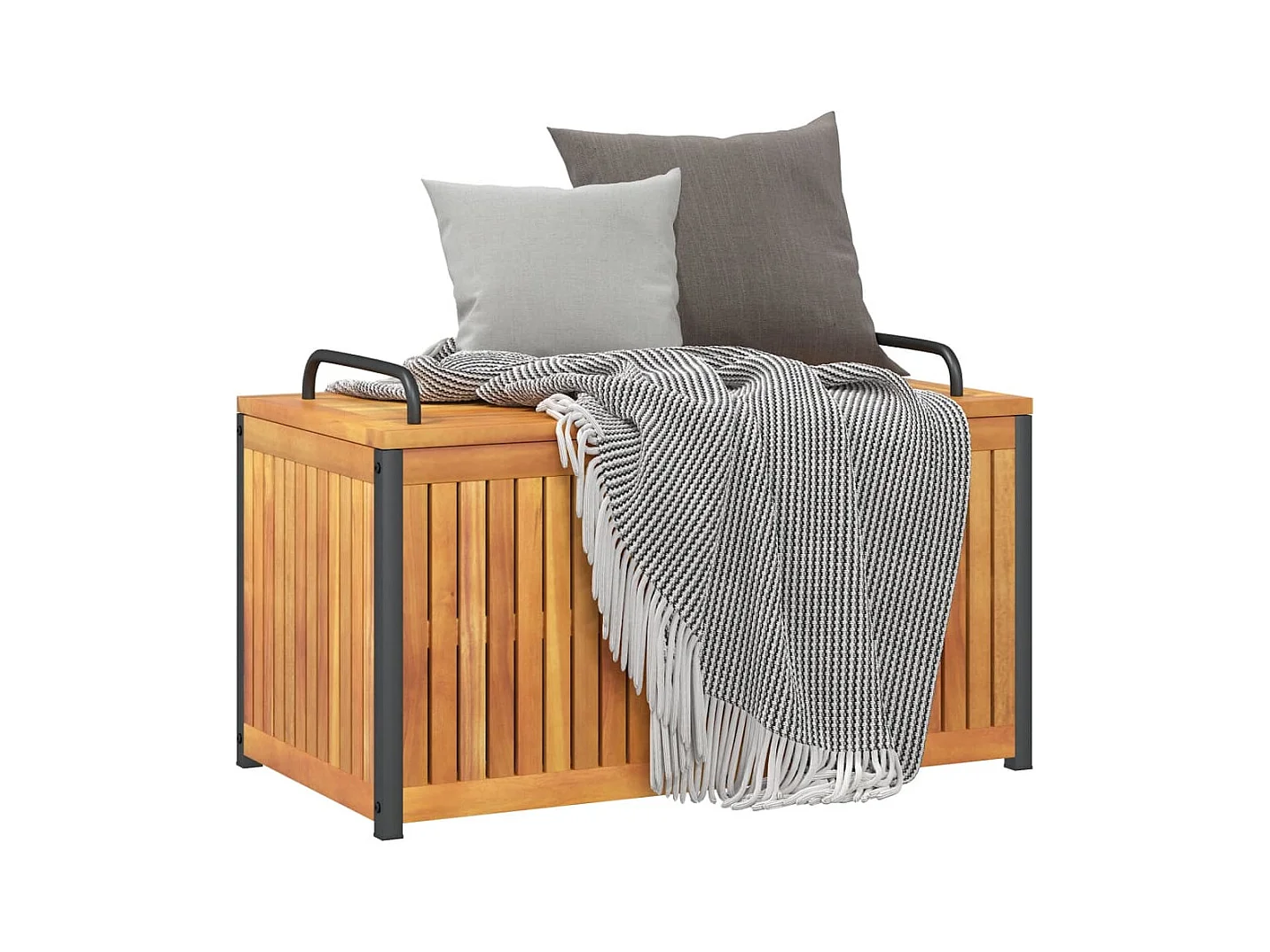 Volrik  Kussenbox 85x45x45/53 cm massief acaciahout en staal