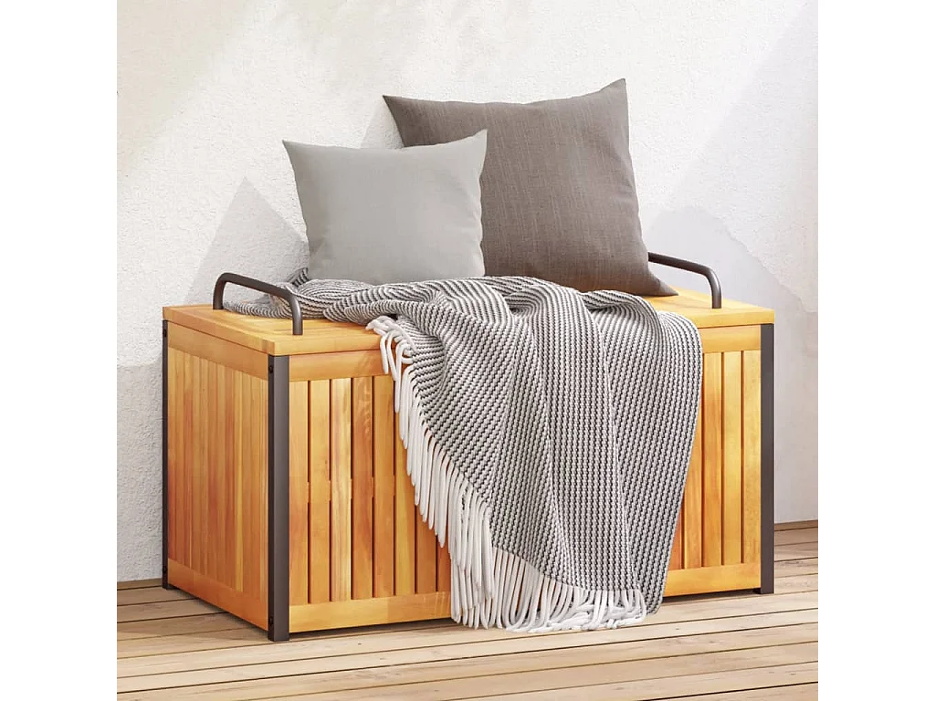 Volrik  Kussenbox 85x45x45/53 cm massief acaciahout en staal