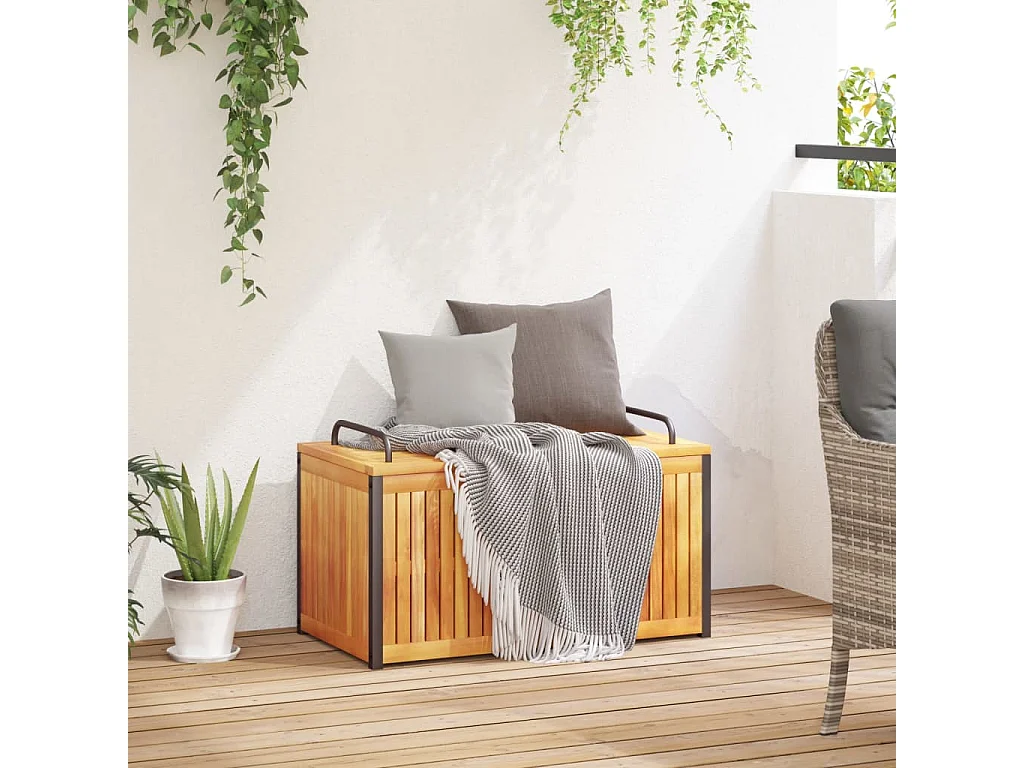 Volrik  Kussenbox 85x45x45/53 cm massief acaciahout en staal