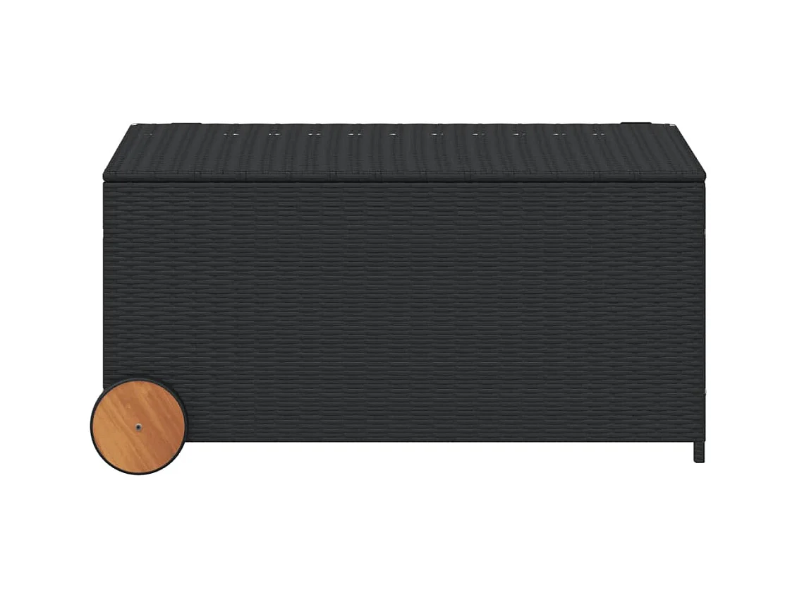 Dorian  Boîte de rangement de jardin et roues noir 190L résine tressée