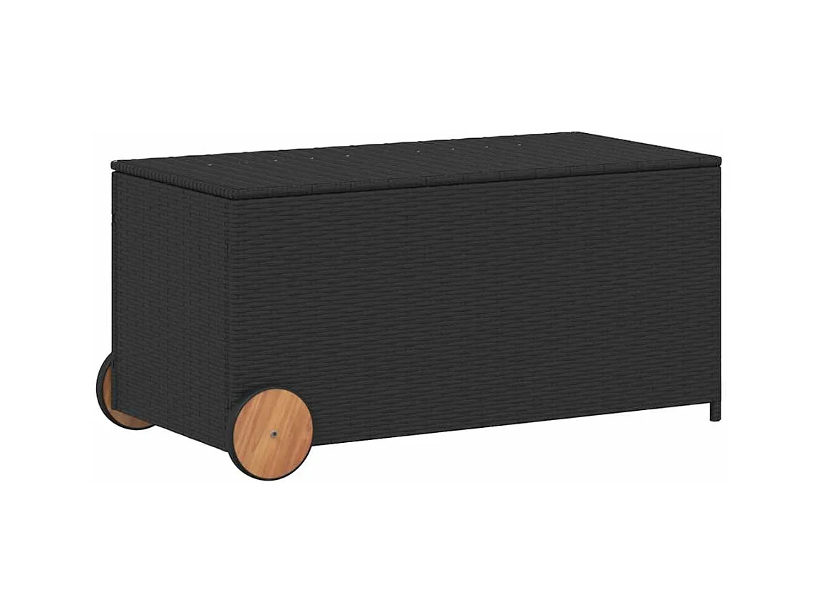 Dorian  Boîte de rangement de jardin et roues noir 190L résine tressée