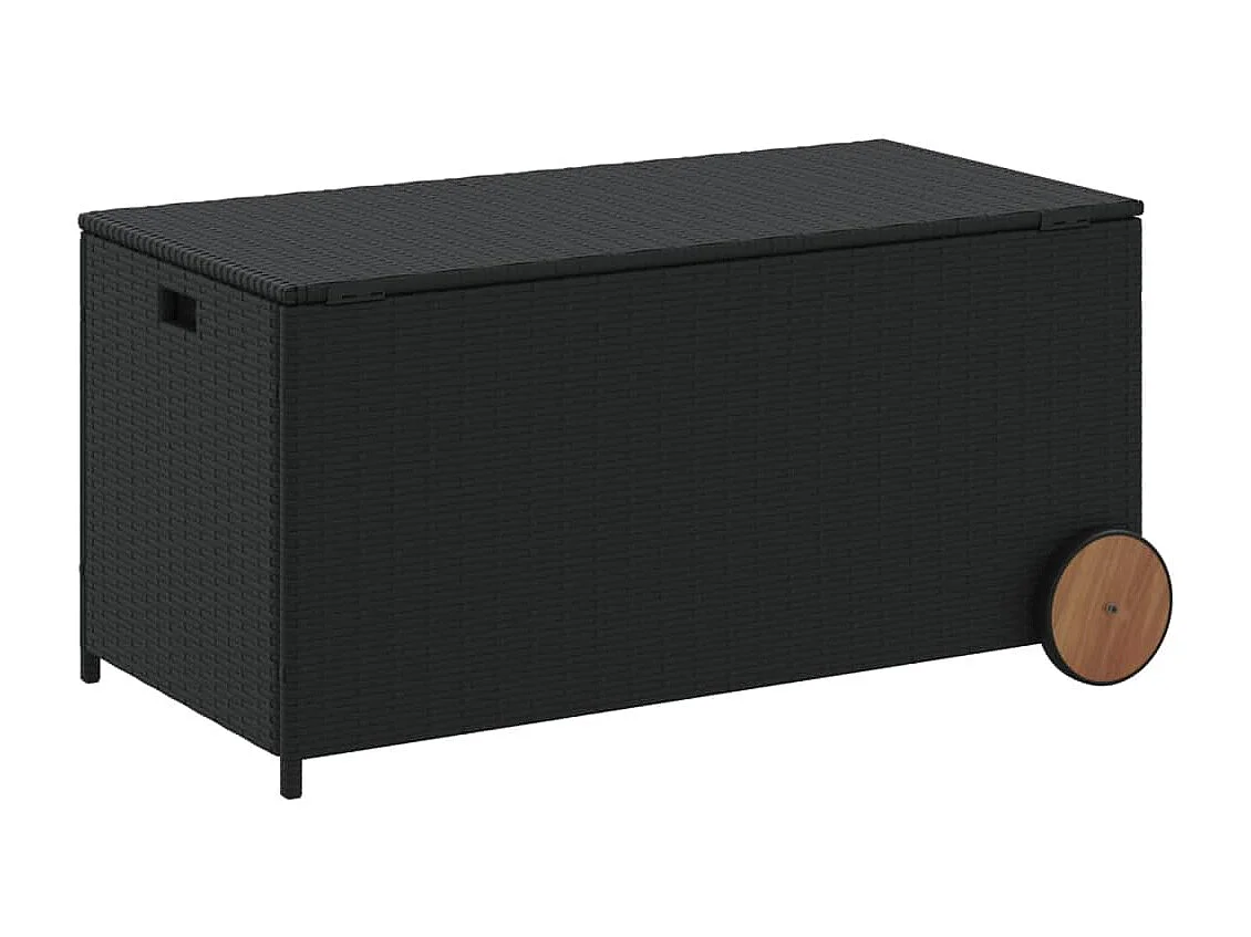 Dorian  Boîte de rangement de jardin et roues noir 190L résine tressée