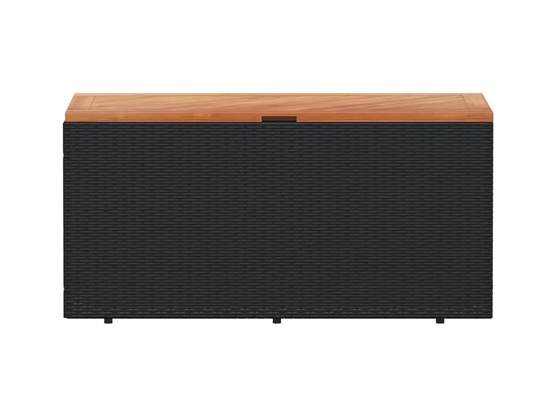 Marly  Boîte de rangement de jardin noir résine tressée bois d'acacia