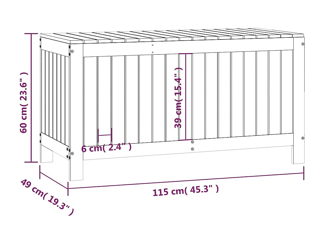 Hara  Tuinbox 115x49x60 cm massief grenenhout grijs