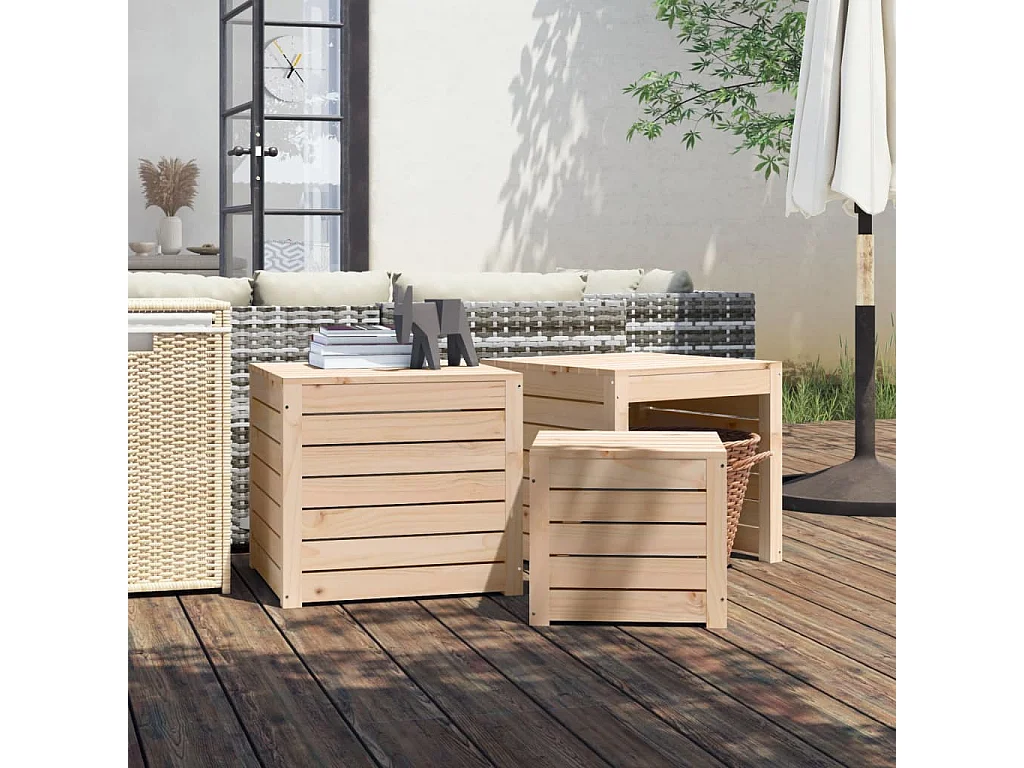 Violeta  Ensemble de boîtes de jardin 3 pcs bois de pin massif