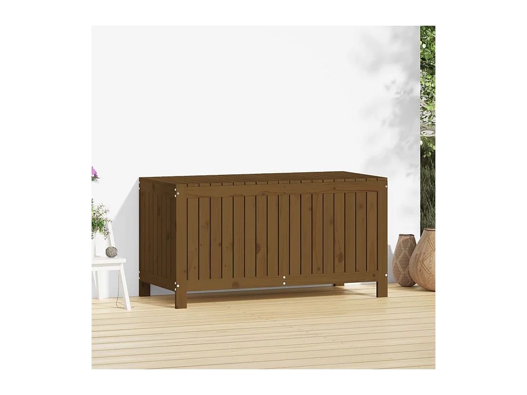 Hara  Caja de almacenaje jardín madera pino marrón miel 121x55x64 cm