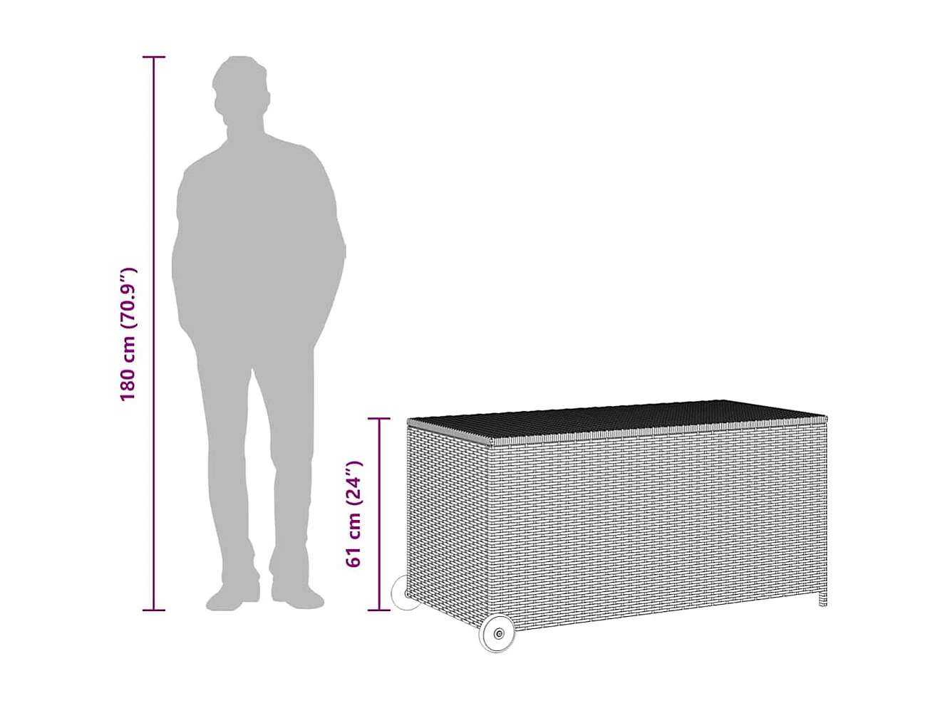 Hallfast  Tuinbox 120x65x61 cm poly rattan lichtgrijs
