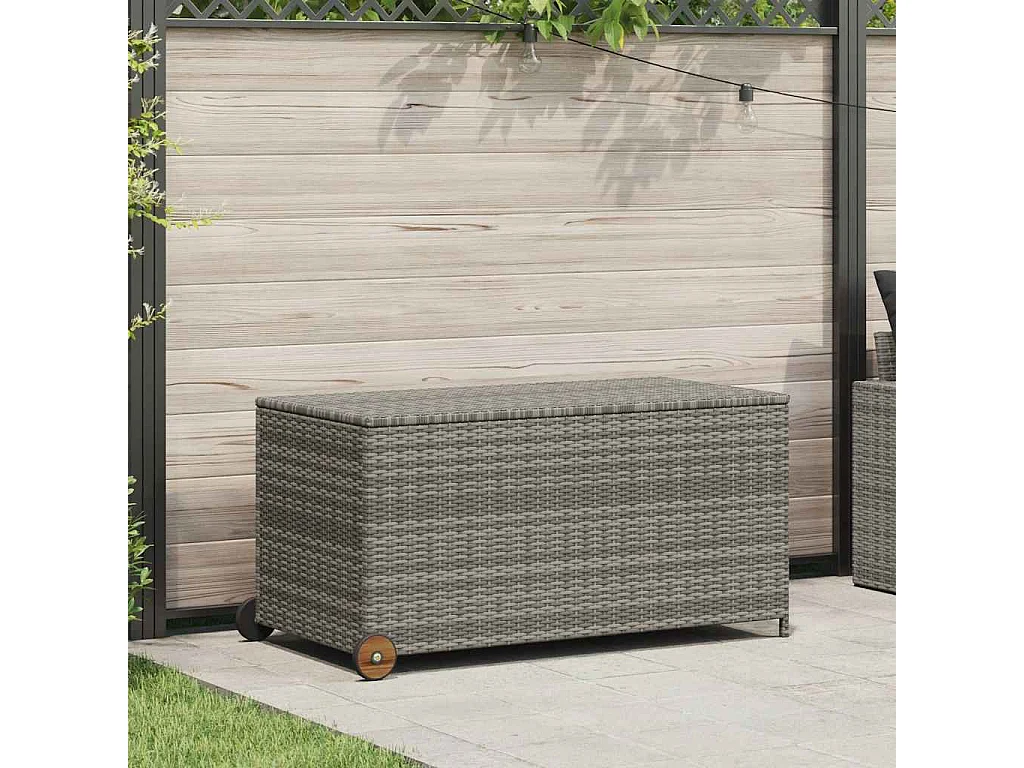 Hallfast  Boîte de rangement de jardin gris clair 120x65x61 cm rotin