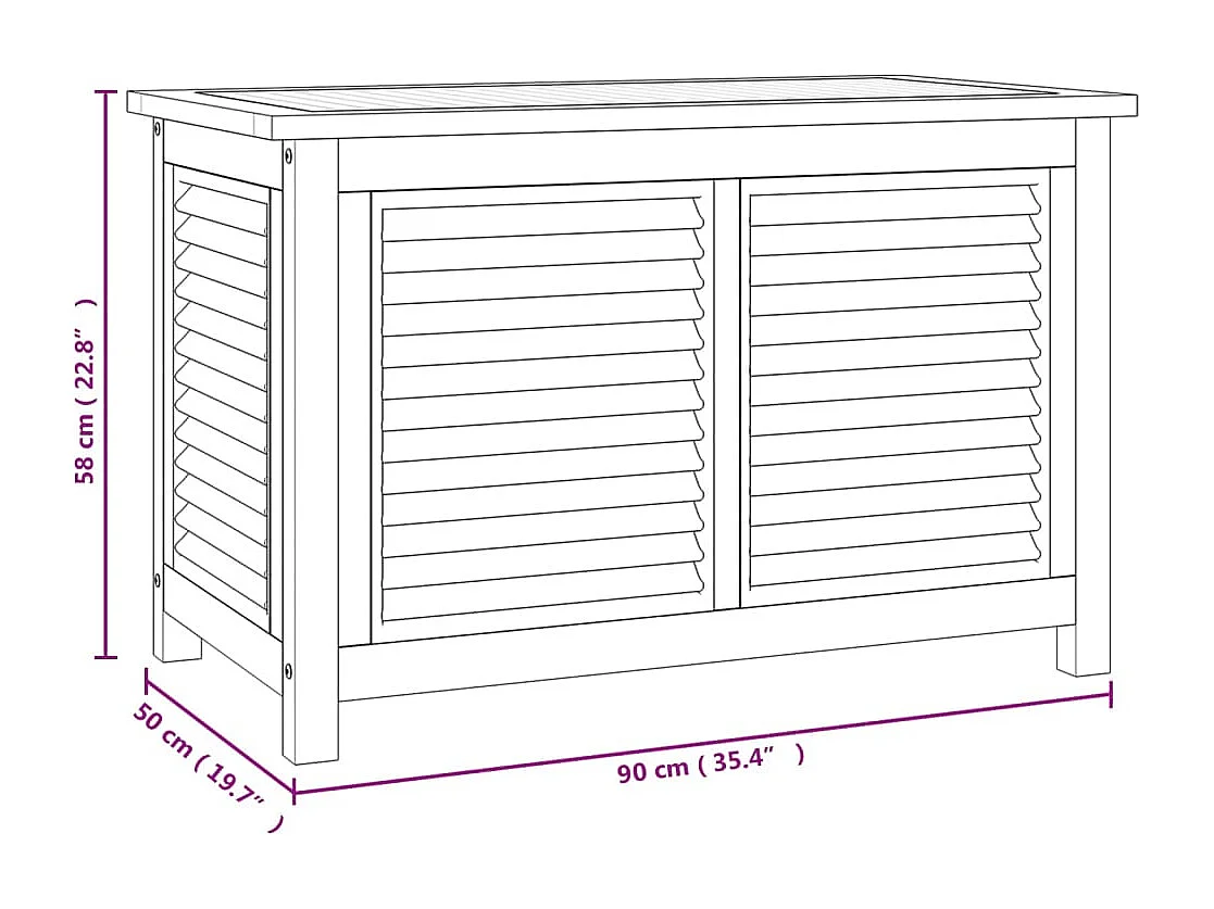 Neel  Caja de almacenaje de jardín con bolsa teca maciza 90x50x58 cm