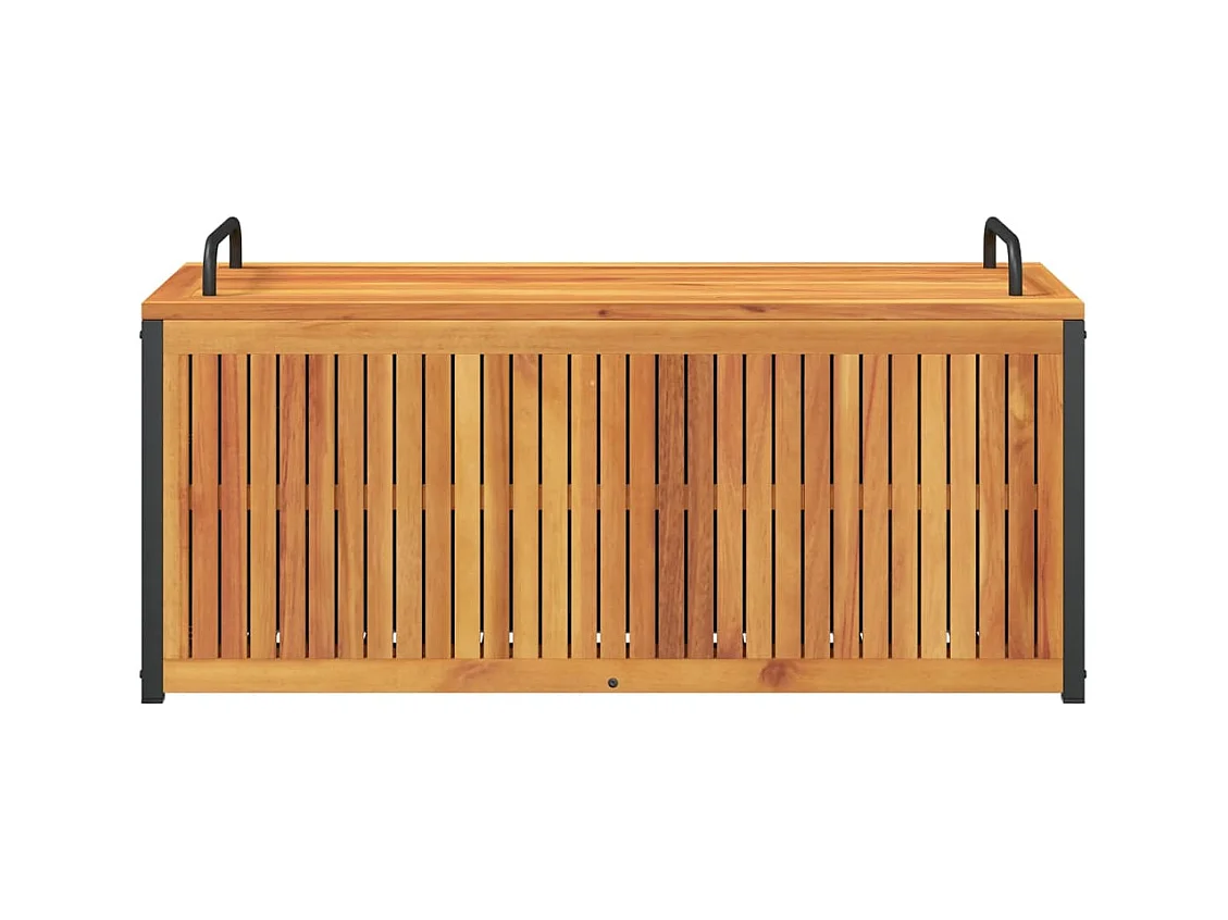 Volrik  Baúl de cojines de jardín acacia maciza y acero 110x45x42/53 cm