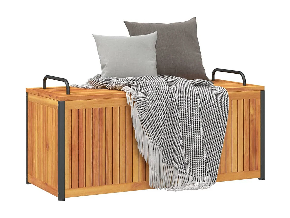 Volrik  Kussenbox 110x45x42/53 cm massief acaciahout en staal