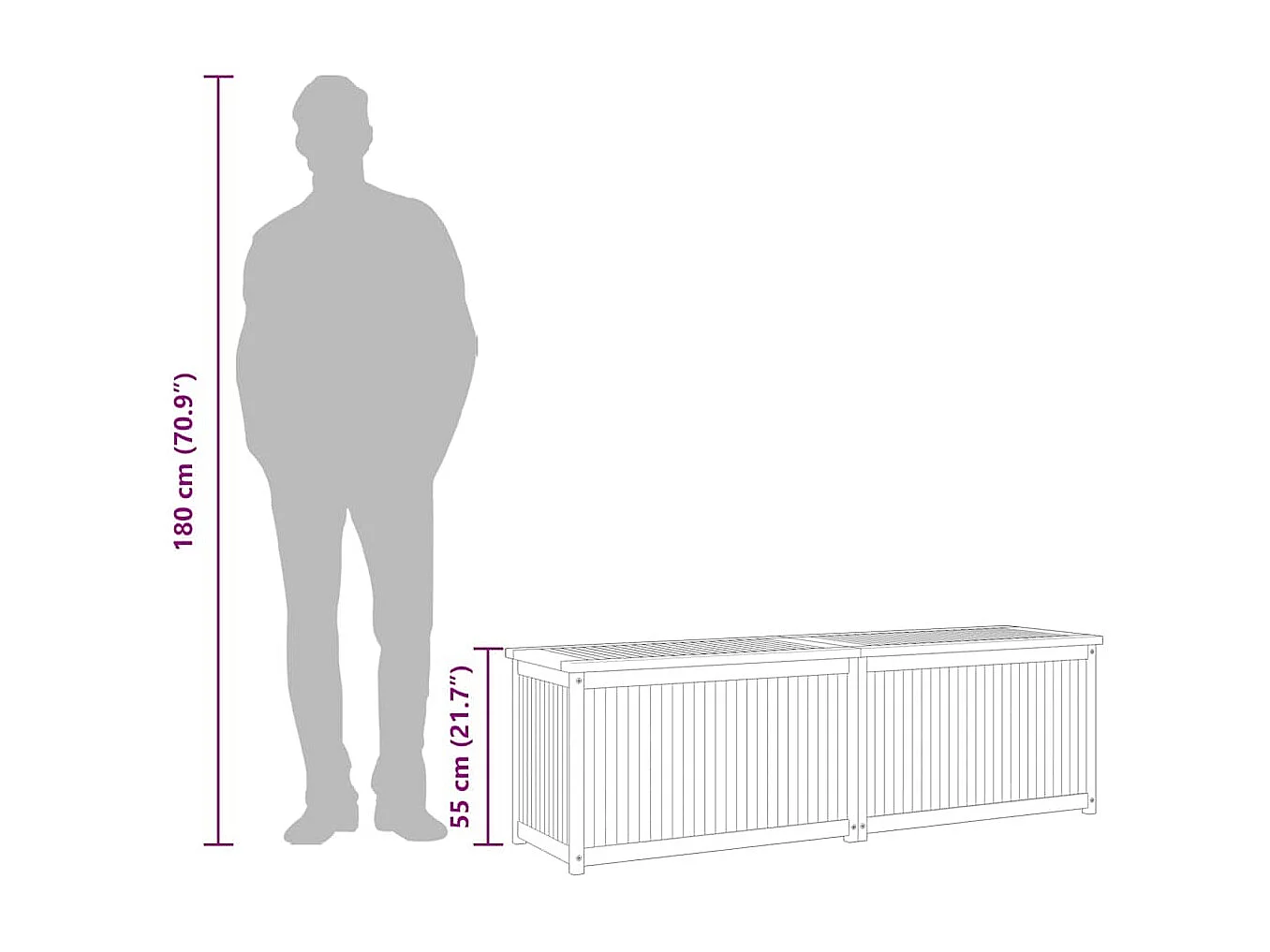 Dorchester  Boîte de jardin 175x50x55 cm Bois massif de teck