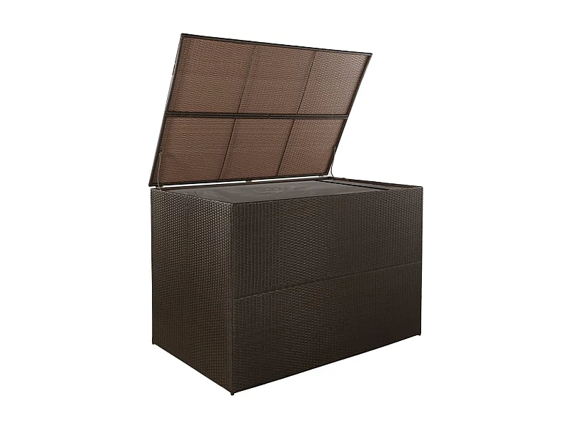 Borrisokane  Caja de almacenaje jardín ratán sintético marrón 150x100x100 cm