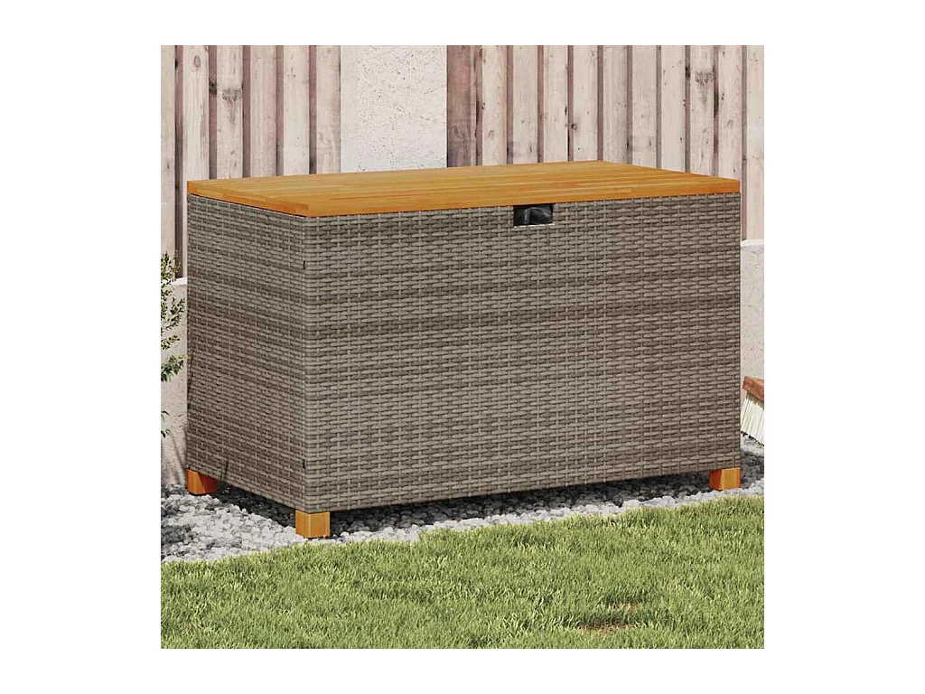 Lysja  Boîte de rangement de jardin gris résine tressée bois d'acacia