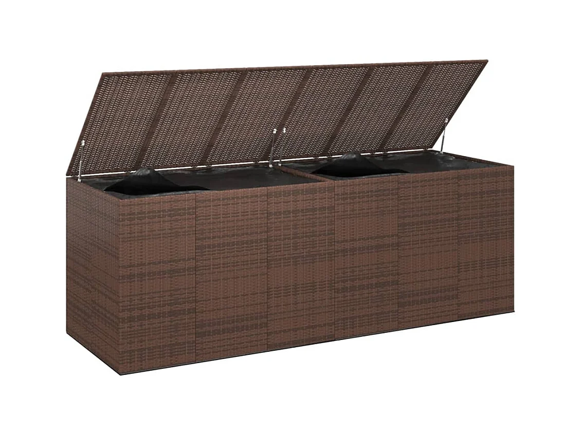 Evans  Boîte à coussins jardin Résine tressée 291x100,5x104 cm Marron