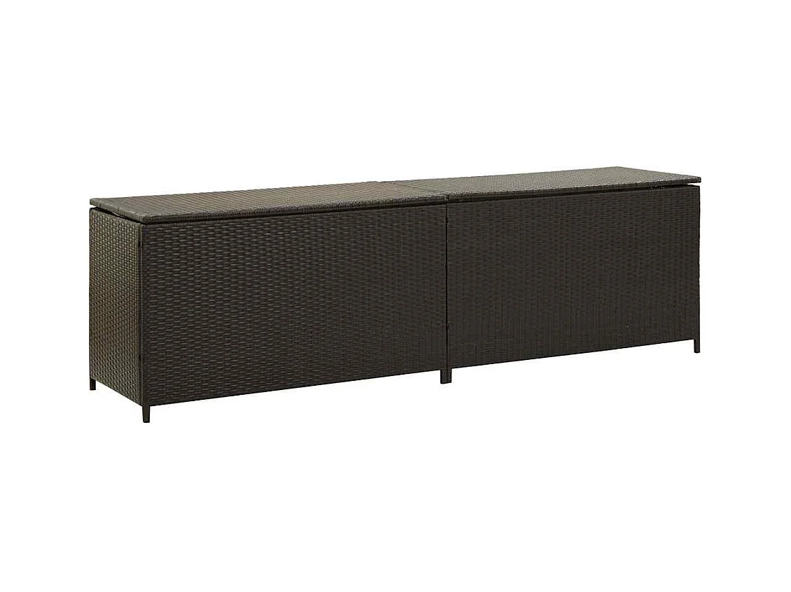 Dorian  Boîte de rangement de jardin résine tressée 200x50x60 cm marron