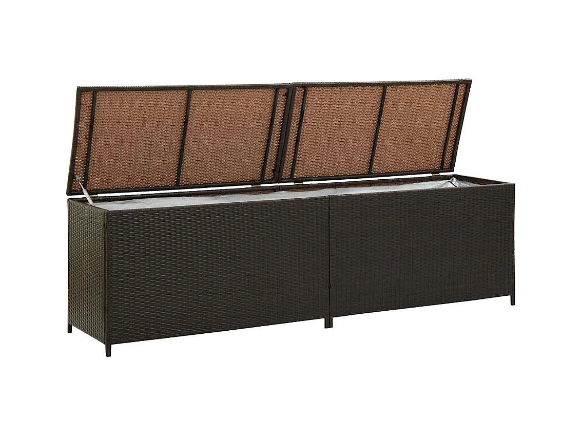 Dorian  Boîte de rangement de jardin résine tressée 200x50x60 cm marron
