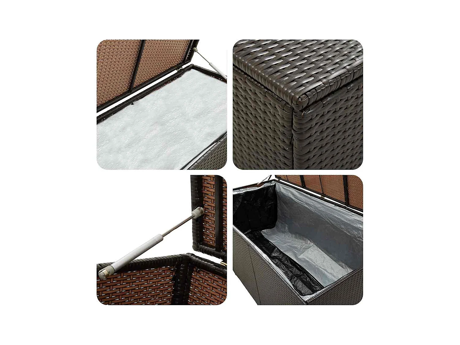 Dorian  Boîte de rangement de jardin résine tressée 200x50x60 cm marron