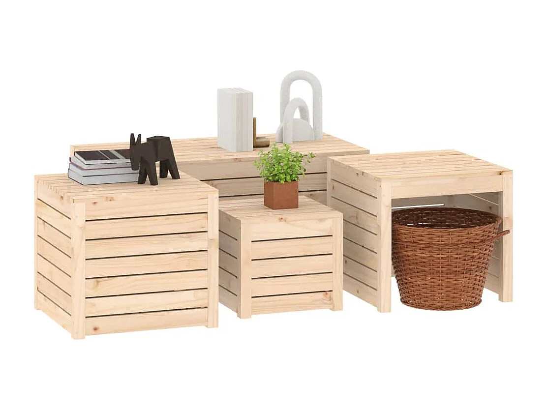 Elaine  Ensemble de boîtes de jardin 4 pcs bois de pin massif