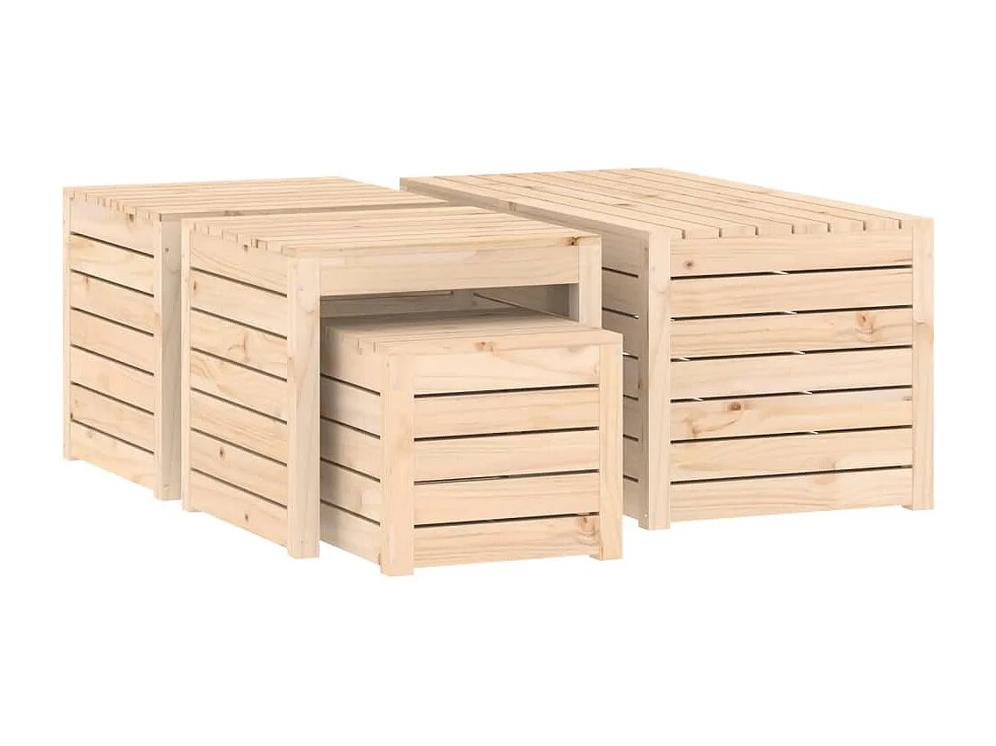 Elaine  Ensemble de boîtes de jardin 4 pcs bois de pin massif