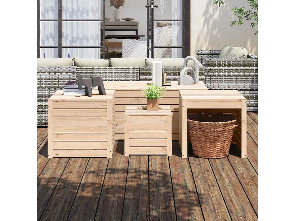 Elaine  Ensemble de boîtes de jardin 4 pcs bois de pin massif