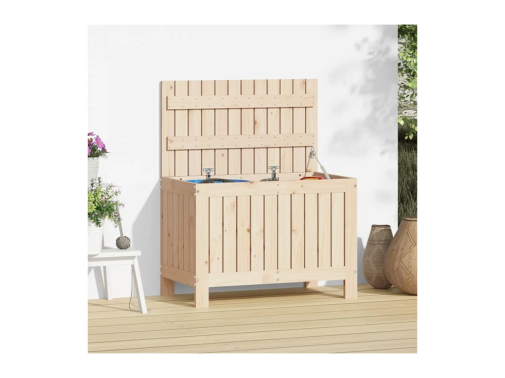 Lorionor  Caja de almacenaje jardín madera maciza de pino 76x42,5x54 cm