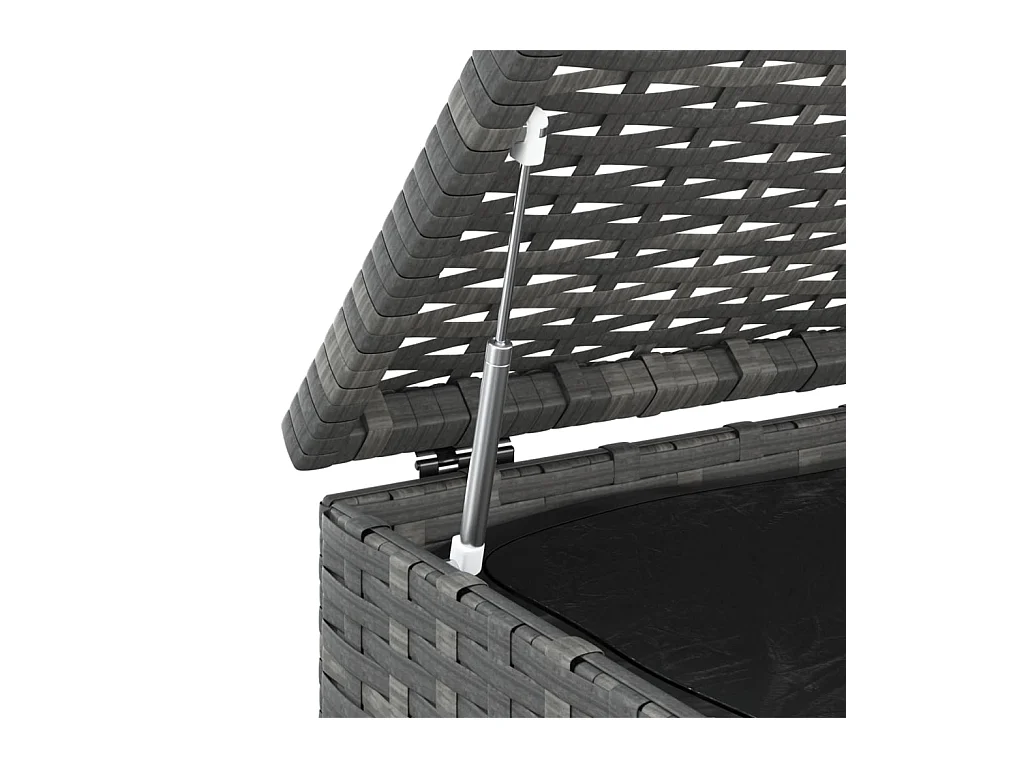 Evans  Baúl de cojines para jardín de ratán PE gris 100x97,5x104 cm