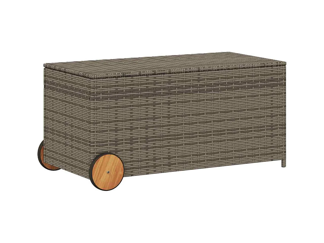 Dorian  Boîte de rangement de jardin et roues gris 190L résine tressée