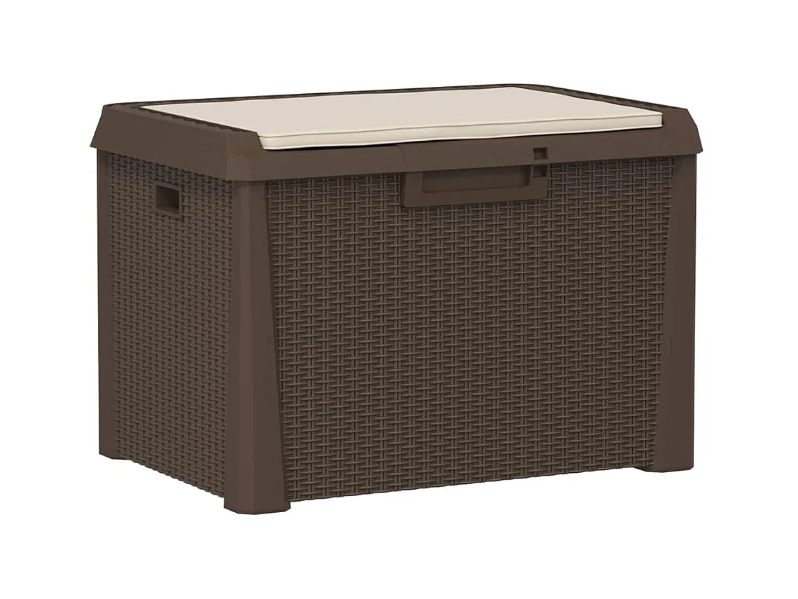 Ladue  Boîte de rangement jardin coussin de siège marron 125 L PP